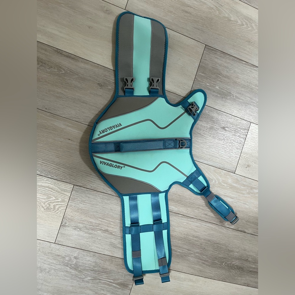 Vivaglory Dog Life Jacket in Teal and Gray